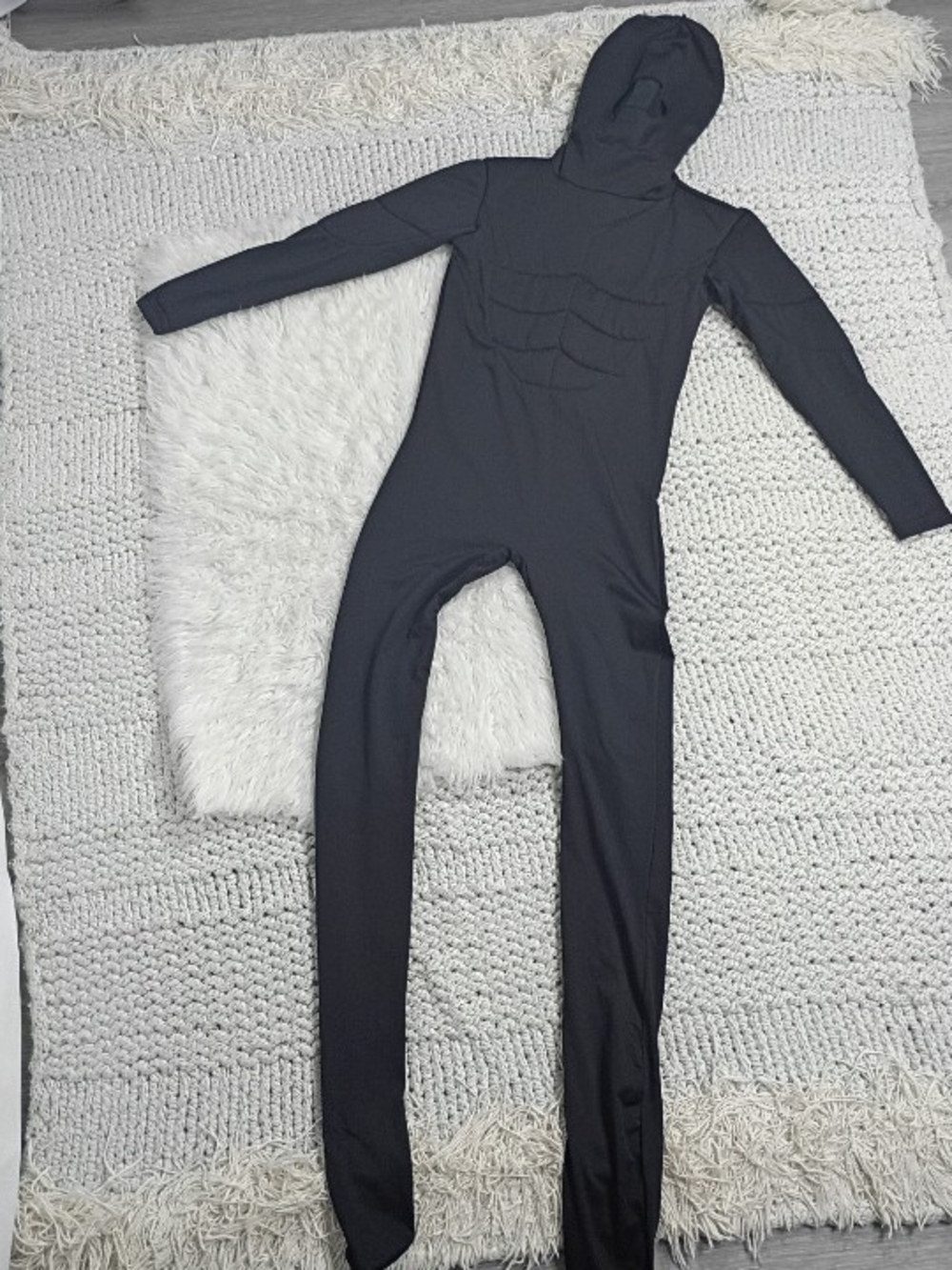 NWOT Kids Black Hooded One-Piece Morphsuit Unisex Costume, Large